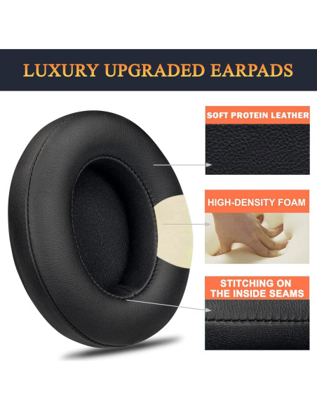 Almohadillas de Reemplazo SoloWIT para Auriculares Beats Studio 2.0 y 3 - Negro
