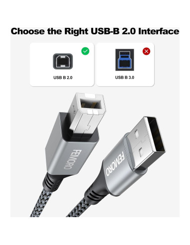 Cable de Impresora USB 1.83m FEMORO A a B 2.0 Alta Velocidad