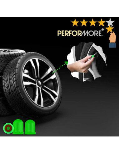 Tapas de Válvula de Neumático Performore 30 Pcs Verde Universal