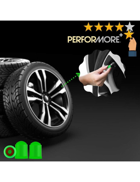Tapas de Válvula de Neumático Performore 30 Pcs Verde Universal