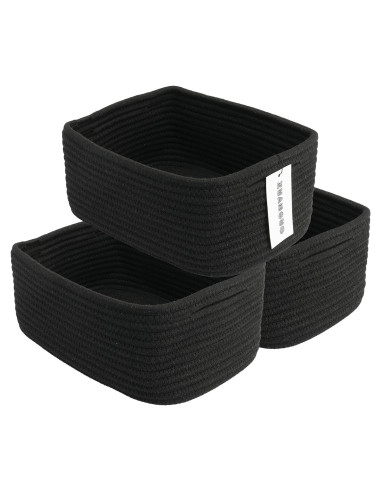 Cestas de Almacenamiento Tejidas XUANGUO 3 Piezas 30x20x12 cm Negro
