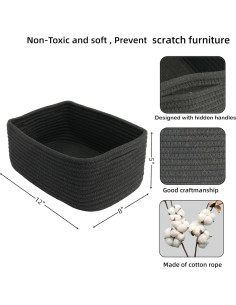 Cestas de Almacenamiento Tejidas XUANGUO 3 Piezas 30x20x12 cm Negro 2