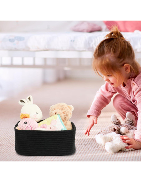 Cestas de Almacenamiento Tejidas XUANGUO 3 Piezas 30x20x12 cm Negro