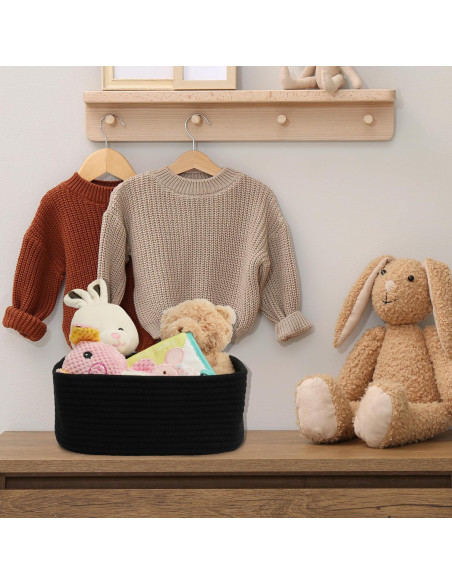 Cestas de Almacenamiento Tejidas XUANGUO 3 Piezas 30x20x12 cm Negro