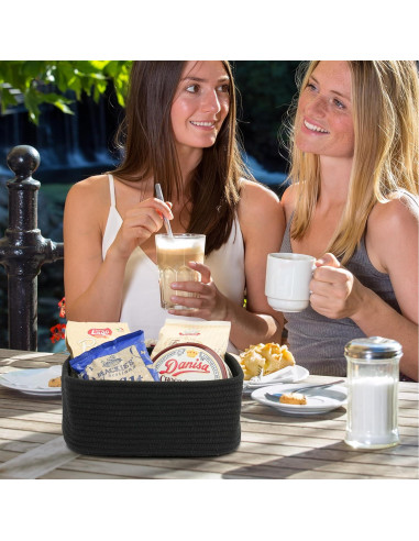 Cestas de Almacenamiento Tejidas XUANGUO 3 Piezas 30x20x12 cm Negro