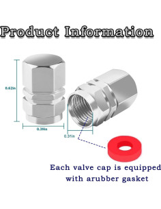 50 Tapones de Válvula de Neumático Z-oneMart Hexagonales 2