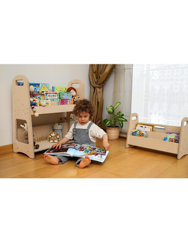 Estantería Montessori Kidodido Pequeña de Madera Natural