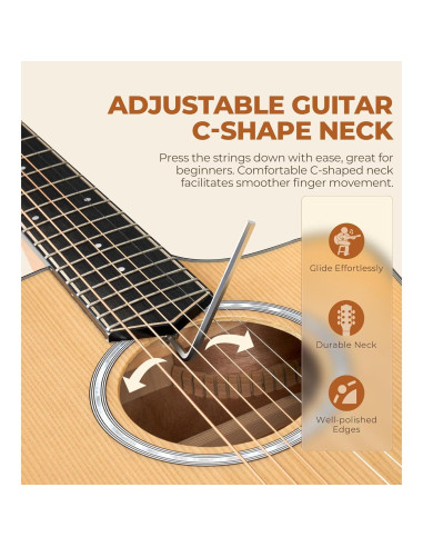 Guitarra Acústica Eléctrica Vangoa 36" Natural 3/4 para Niños