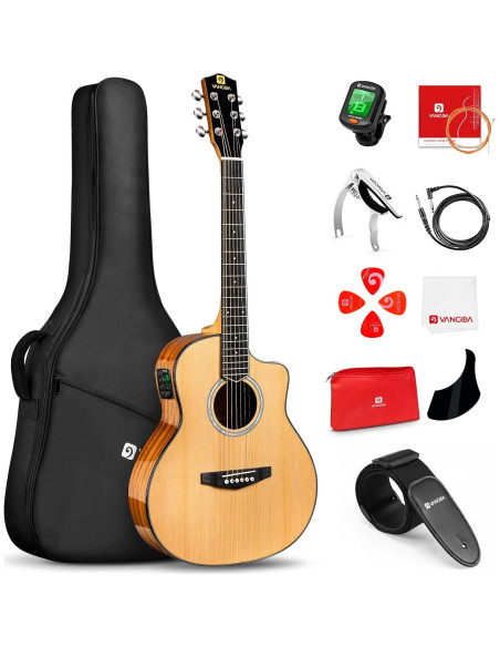 Guitarra Acústica Eléctrica Vangoa 36" Natural 3/4 para Niños