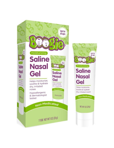 Gel Nasal Salino Boogie con Aloe, Alivia Narices Secas 1 Paquete