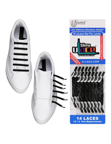 Cintas Elásticas Sin Nudos uLace Slims - 14 Unidades Negro