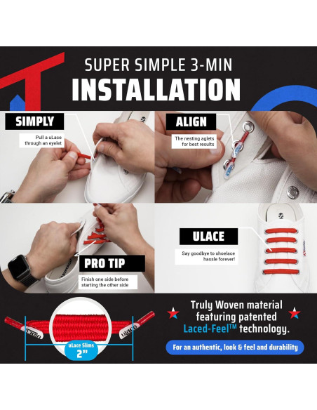 Cintas Elásticas Sin Nudos uLace Slims - 14 Unidades Negro