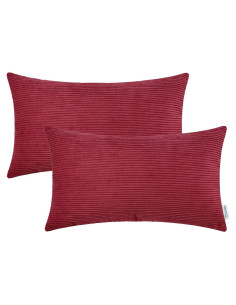 Funda de Cojín CaliTime Pack de 2 30x50 cm Rojo Oscuro