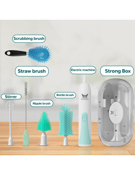 Limpiador Eléctrico de Botellas Genérico 7 en 1 Verde