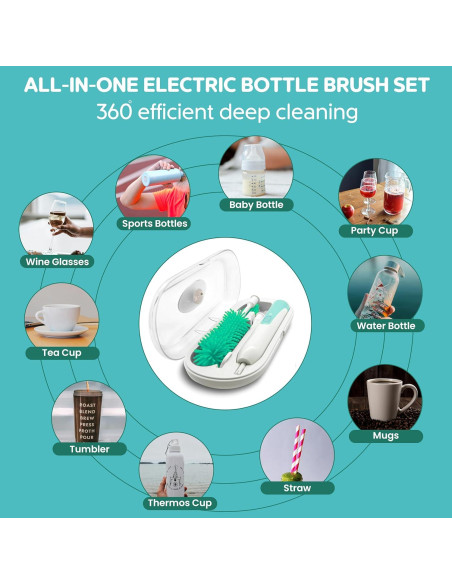 Limpiador Eléctrico de Botellas Genérico 7 en 1 Verde