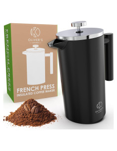 Cafetera Prensa Francesa Oliver's Kitchen 1L Doble Pared Negra
