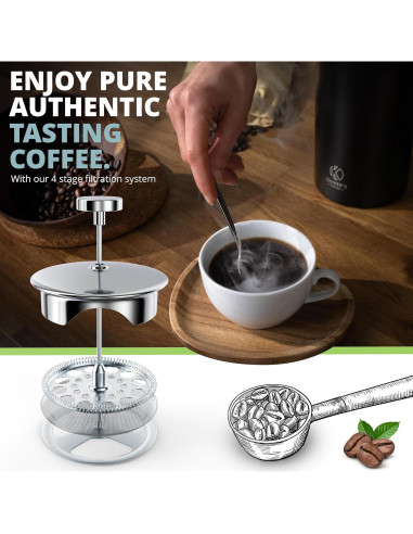 Cafetera Prensa Francesa Oliver's Kitchen 1L Doble Pared Negra