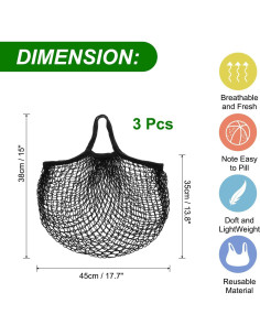 Bolsas de Almacenamiento de Malla Reutilizables uxcell - 3 Piezas 2