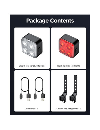 Conjunto de luces de bicicleta recargables AKALE LED IPX4