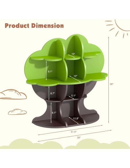 Estantería en forma de árbol NACHES para niños 4 niveles