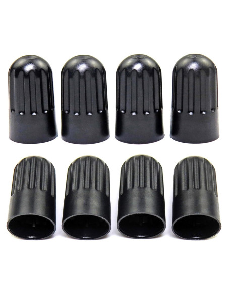 Paquete de 8 Tapas de Válvula de Neumático ADIOPro - Plástico Negro