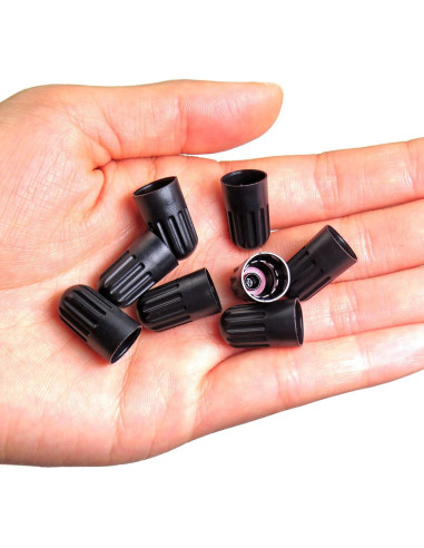 Paquete de 8 Tapas de Válvula de Neumático ADIOPro - Plástico Negro