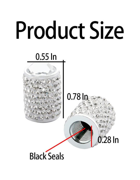 Tapas de Válvula Bling Zipelo - Paquete de 4 Cubiertas Brillantes