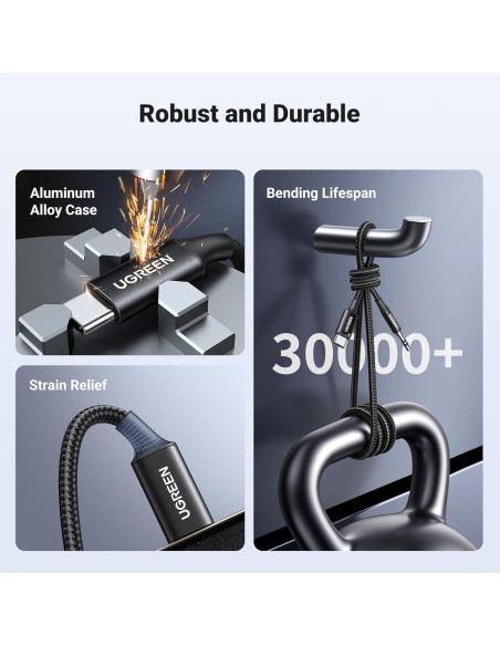 UGREEN Adaptador USB C a 3.5mm Audio Hi-Fi 1.0m Negro