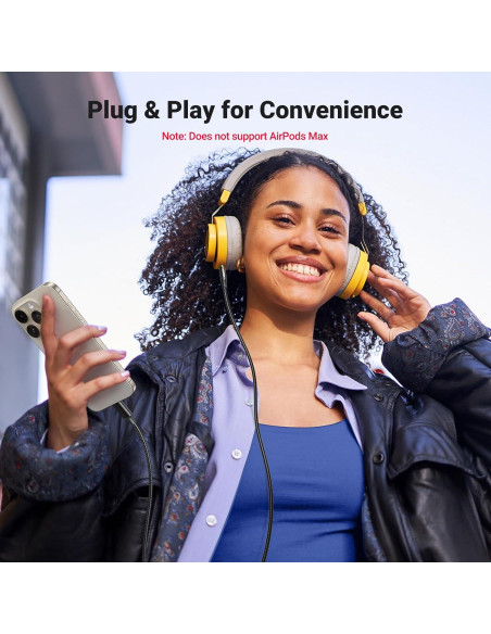 UGREEN Adaptador USB C a 3.5mm Audio Hi-Fi 1.0m Negro