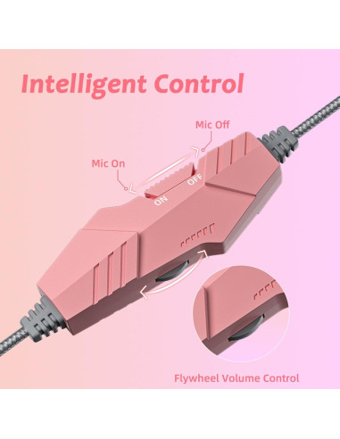 Auriculares de juego con orejas de gato Xmenha rosa 50mm