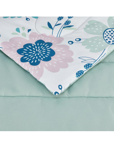 Juego de Edredón Individual Amazon Basics Floral Rosa Azulado