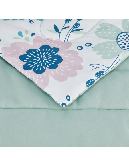 Juego de Edredón Individual Amazon Basics Floral Rosa Azulado