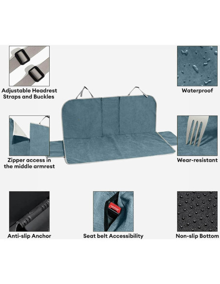 Funda de Asiento de Coche para Perros FUNNY FUZZY Azul 45x46cm