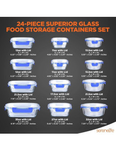 SereneLife 24 Piezas Contenedores de Vidrio A Prueba de Fugas 2