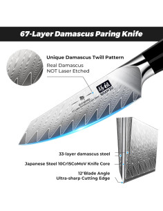 Cuchillo de Pelar SHAN ZU Damasco 9.4 cm Acero Alto Carbono 2