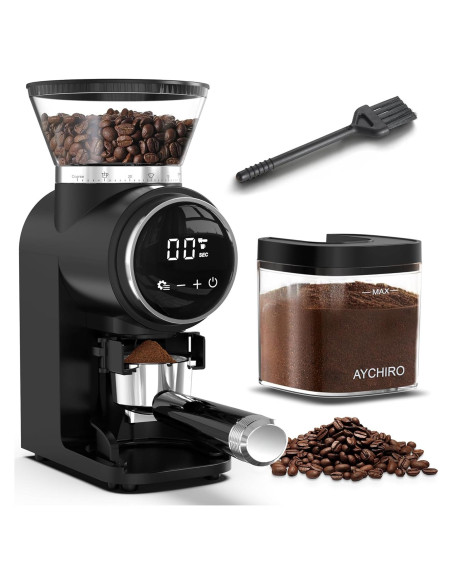 Molino de Café Eléctrico AYCHIRO Burr Cónico 30 Niveles 2-12 Tazas