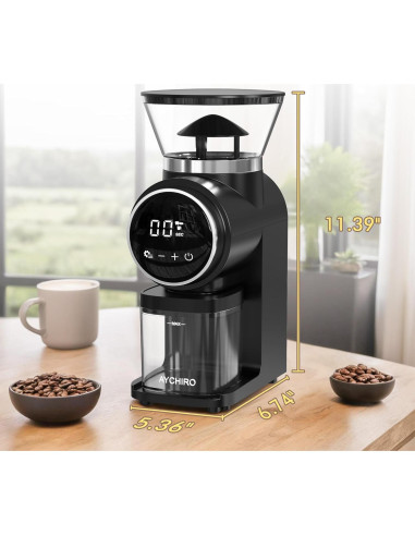 Molino de Café Eléctrico AYCHIRO Burr Cónico 30 Niveles 2-12 Tazas