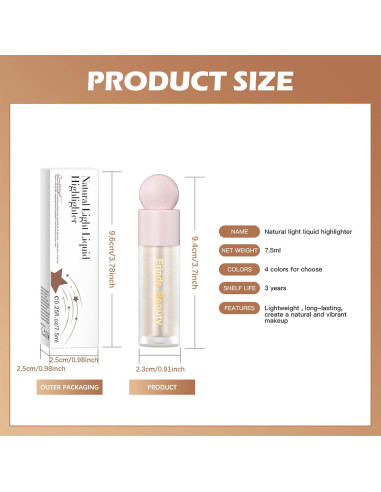 Iluminador Líquido Erinde 30g Luz de Luna - Brillo Natural