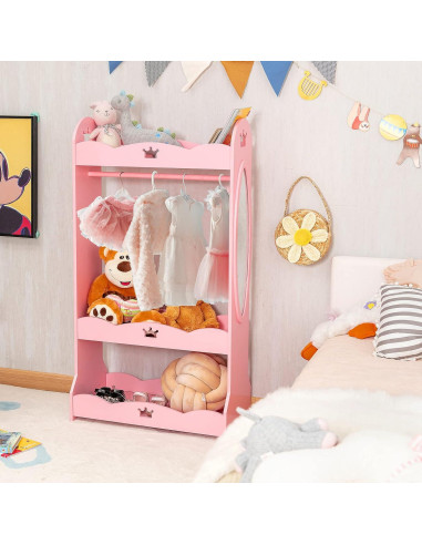 Armario de Almacenamiento Rosa Costzon con Espejo y Perchero