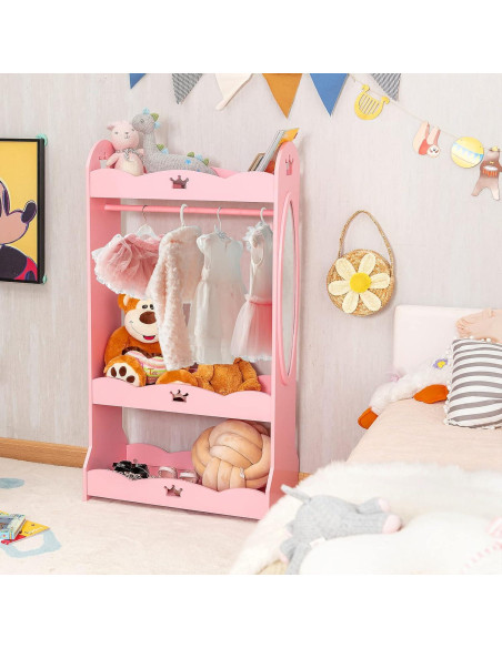 Armario de Almacenamiento Rosa Costzon con Espejo y Perchero