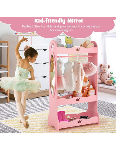 Armario de Almacenamiento Rosa Costzon con Espejo y Perchero