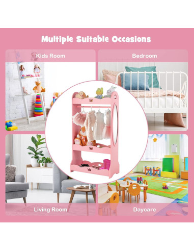 Armario de Almacenamiento Rosa Costzon con Espejo y Perchero