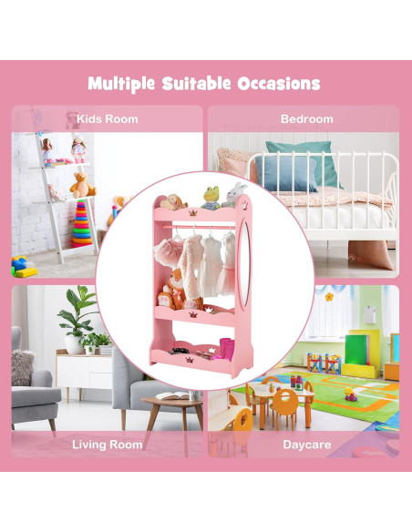 Armario de Almacenamiento Rosa Costzon con Espejo y Perchero