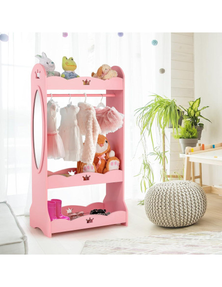 Armario de Almacenamiento Rosa Costzon con Espejo y Perchero
