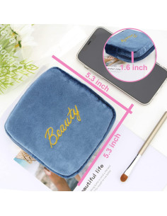 Bolsas de Almacenamiento de Toallas Sanitarias SIDESUGAR - Franela, 13.5x13.5cm, Azul Oscuro 2