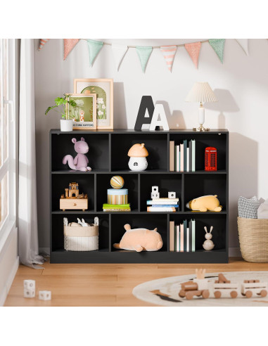 Estantería Abierta Negra Cozy Castle 3 Niveles 10 Cubos