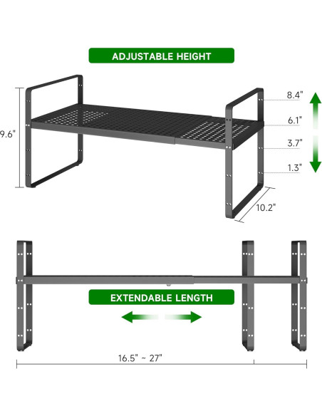 Estante Organizador Expandible de Metal LOCVCDA 42-68.6cm Negro