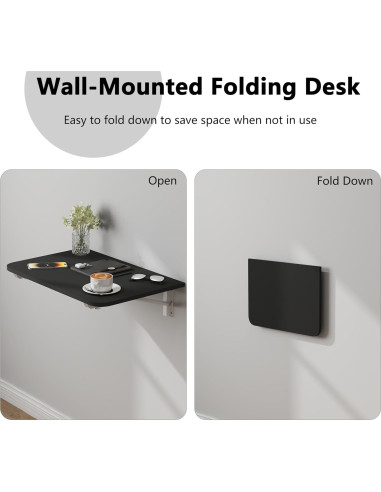 Escritorio Plegable Montado en la Pared Negro 60 x 40 cm