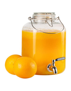 Dispensador de Bebidas de Vidrio PUSCRIENO 4L con Grifo y Asa