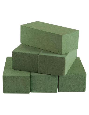 Bloques de Espuma Floral Verde 20x10x7.5 cm - 6 Pcs para Arreglos